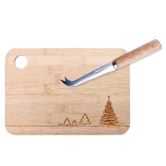 Holzbrett Tannenbaum Motiv mit Käsemesser
