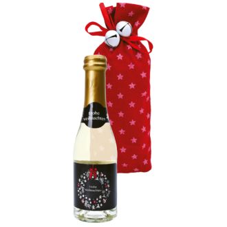 Gold Secco Set 0,2l Frohe Weihnachten Roter Flaschensack