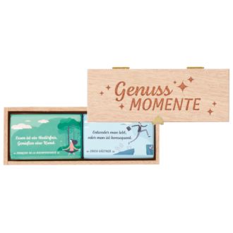 Dreimeister Holzkiste Genuss Momente 6 Vollmilch täfelchen mit Zitaten