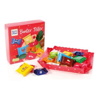 Ritter Sport Bunter Teller mit 9 Schokotäfelchen