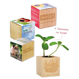 Pflanz-Holz mit Druck auf Banderole