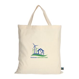 Baumwolltasche Natur aus 100% fairtrade-zertifizierter Baumwolle, kurze Henkel