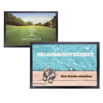 Fußmatte weiss mit Gummirand weiss