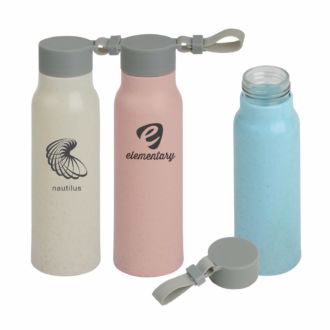 Trinkflasche Eco aus Glas und Weizenstroh