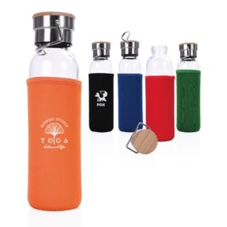 Glasflasche mit Neoprenüberzug 