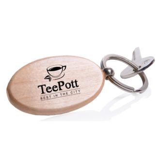 Holz-Schlüsselanhänger Woody mit Metall-Ring