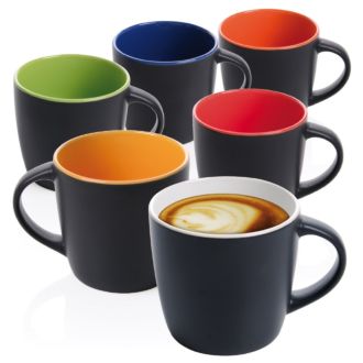 Keramiktasse Handy Supreme mit farbiger Innenseite, 300 ml ohne Werbedruck
