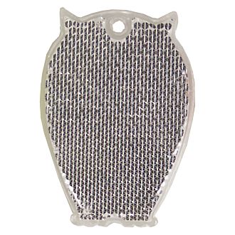 Reflektoranhänger für Kinder mit farbigem Band Motiv Eule, ohne Logo in grau