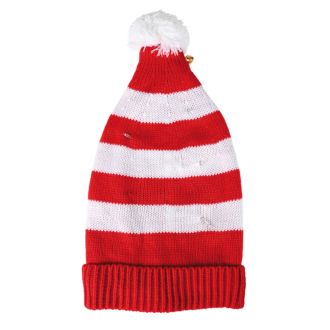 Mütze gestreift rot/weiß m LED Licht