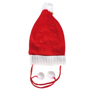 Mütze rot m Bommeln z Binden LED Licht