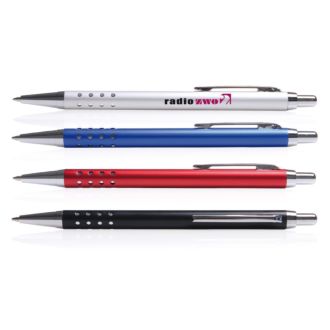 Metallkugelschreiber Seattle mit gelochter Griffzone, blauschreibend