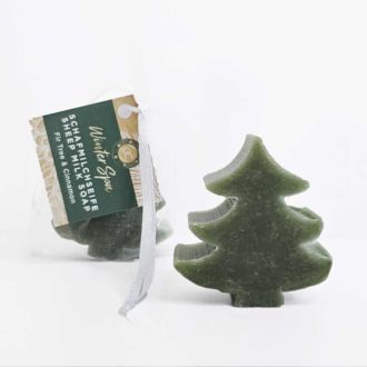 Handgefertigte Schafmilchseife Tannenbaum im Organzabeutel 25g