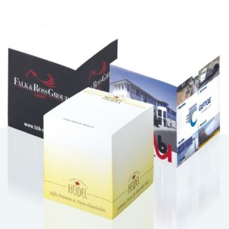 Notizwürfel, 900 Notizzettel, mit Werbedruck, 10 x 10 x 10 cm