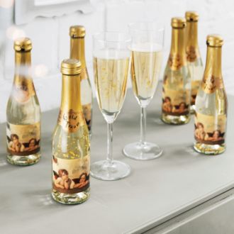6 Flaschen Piccolo Sekt mit Engel Motiv, à 0,2 l