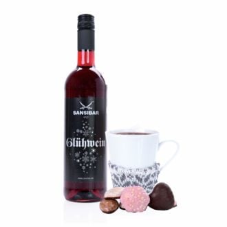 Sansibar Glühwein 0,75 l mit Becher im Strickschal und Lebkuchen