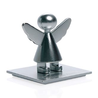 Schutzengel Zettelhalter mit Magnet, silber matt, 3,5 x 3 cm