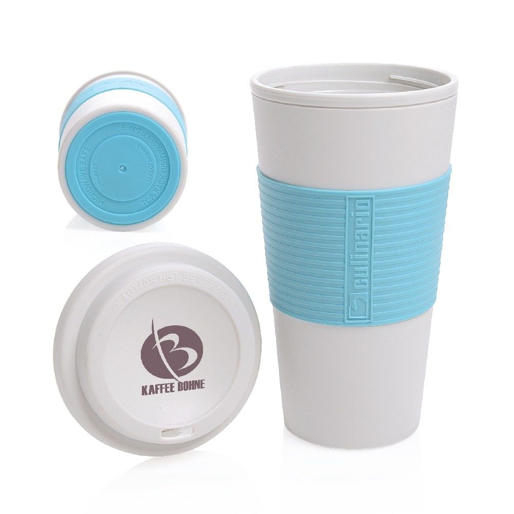 Wiederverwendbarer Coffee-to-go-Becher mit Firmenlogo