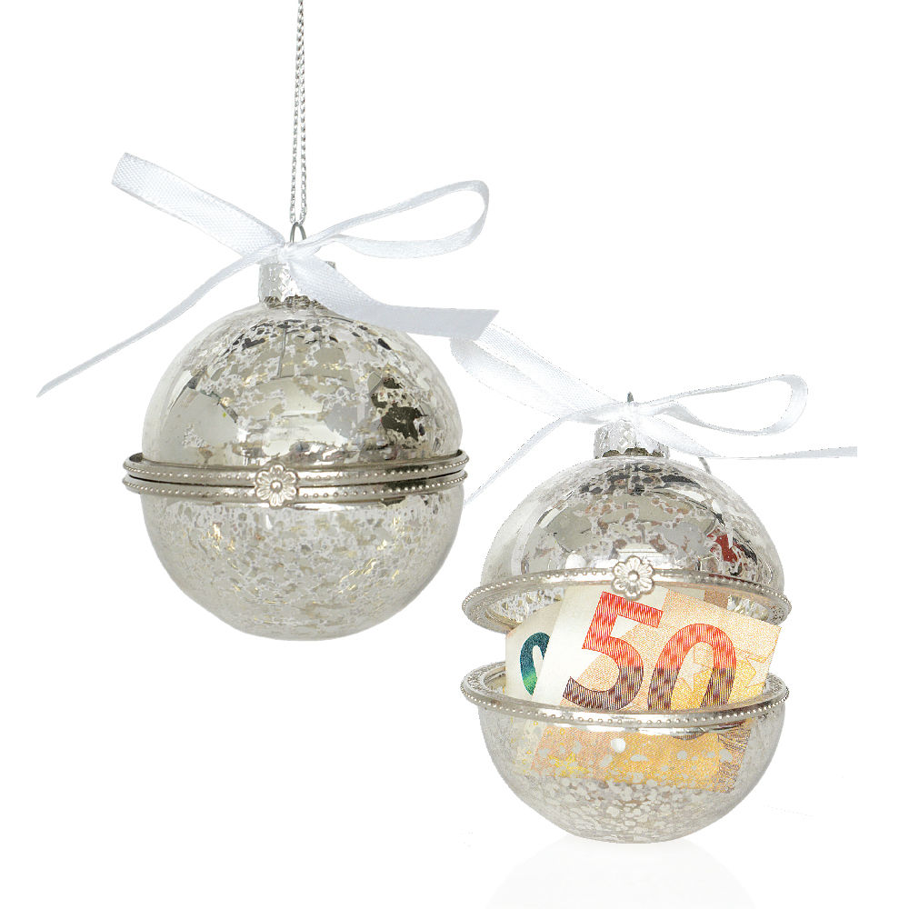 Glas Geschenkkugel zum Öffnen im 2er Set, 6 cm