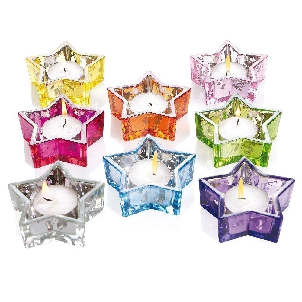 Glas Teelichter Sterne bunt 8er Set