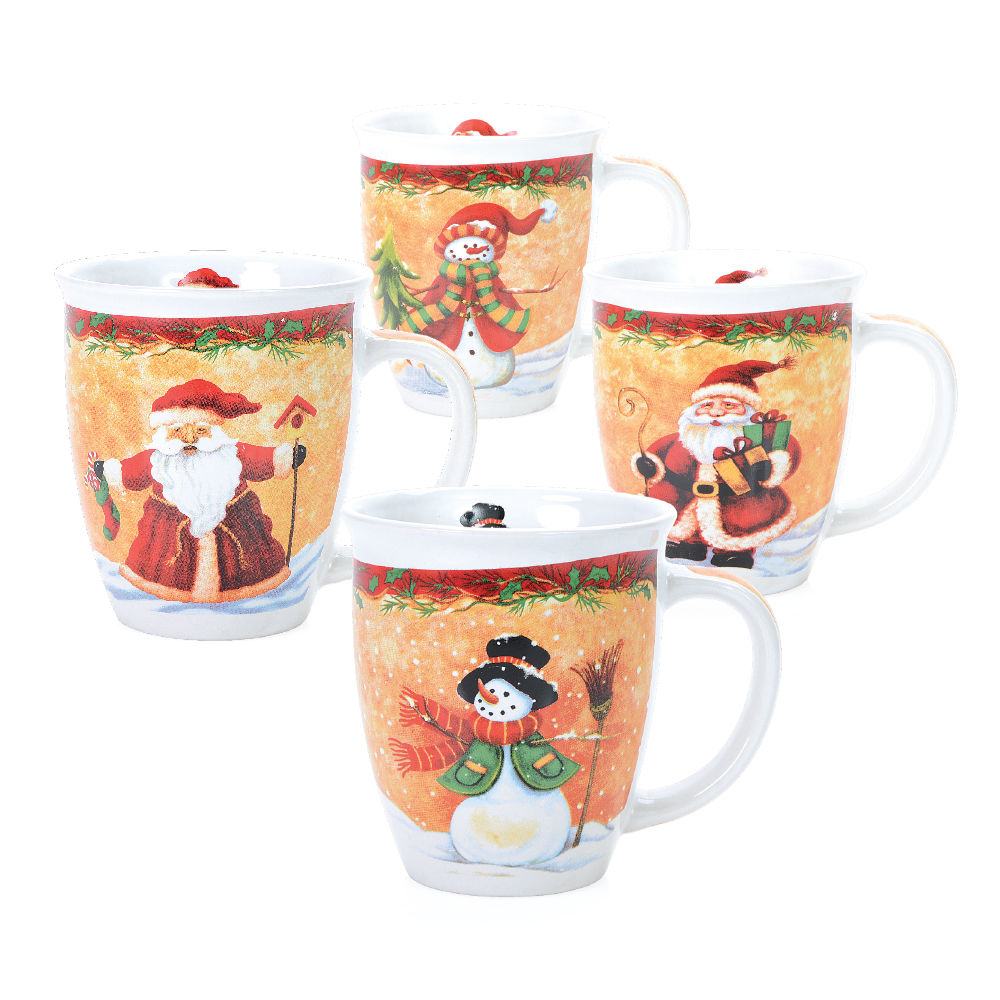 Weihnachtstassen, 4er Set aus Keramik