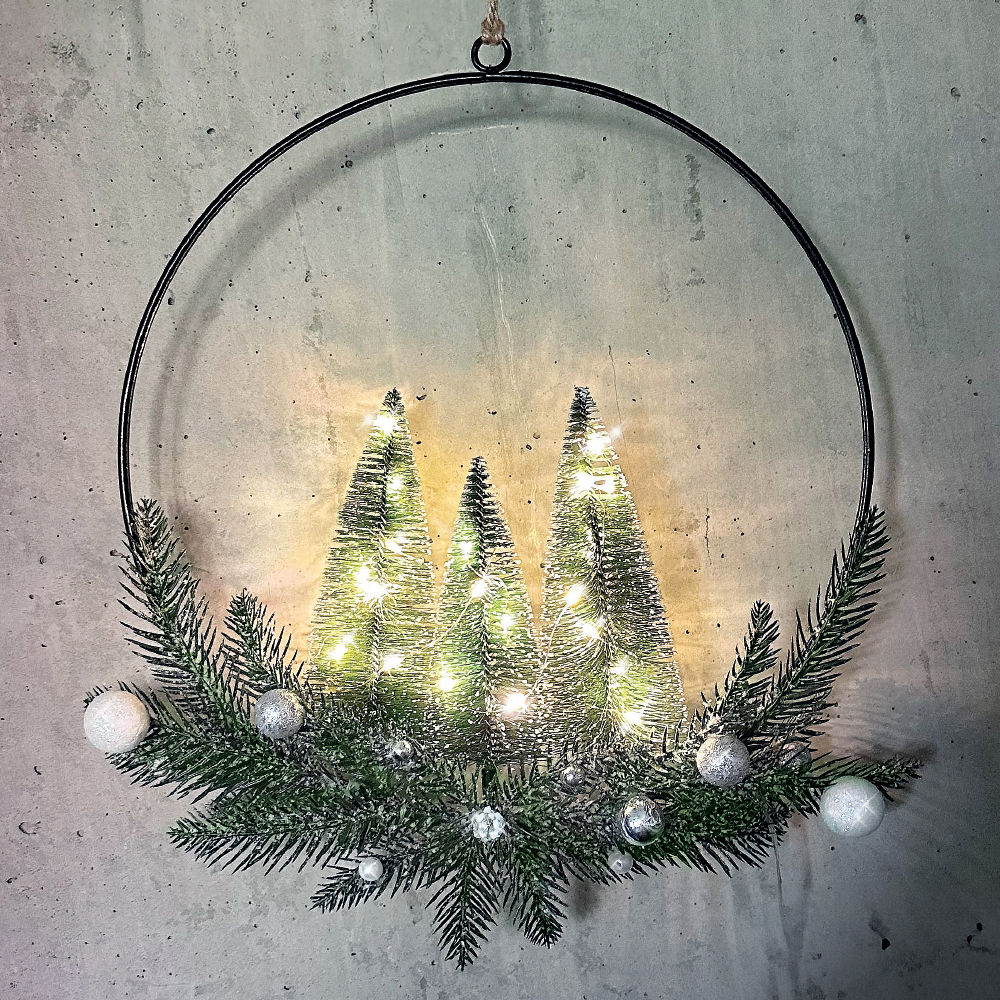 3er Set LED Weihnachtslampe – Warmweiß, Holz-Häuser-Design, 10x6x12,2 Cm – Batteriebetrieben, Mit Aufhängeseil – Weihnachtsdeko Für
