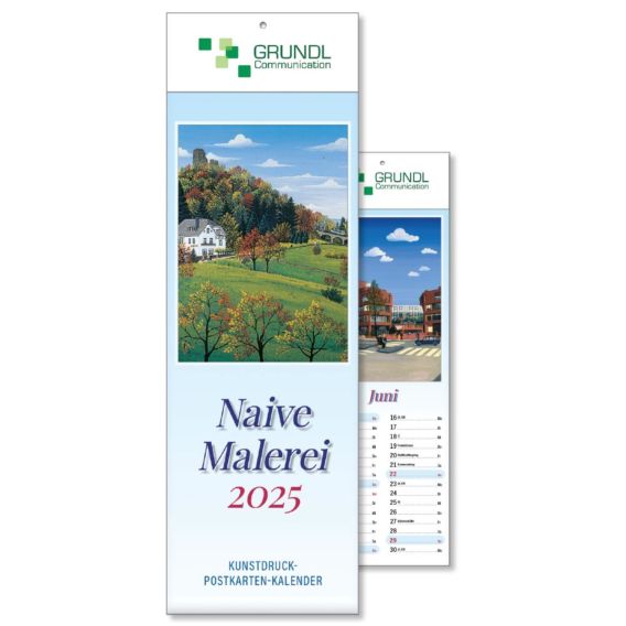 Streifenwandkalender Naive Malerei mit Werbedruck  HACH