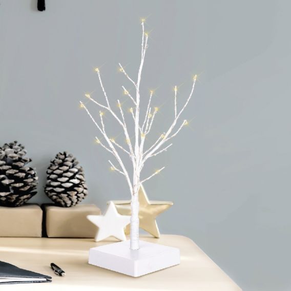 LED-Holzbaum, 10 warm-weiße LEDs, batteriebetrieben