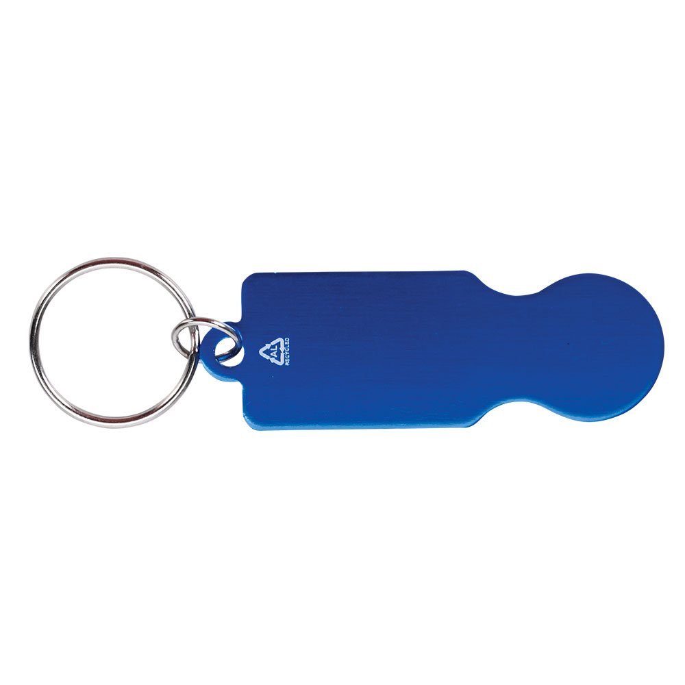 Werbeartikel Einkaufswagenlöser blau aus recyceltem Aluminium