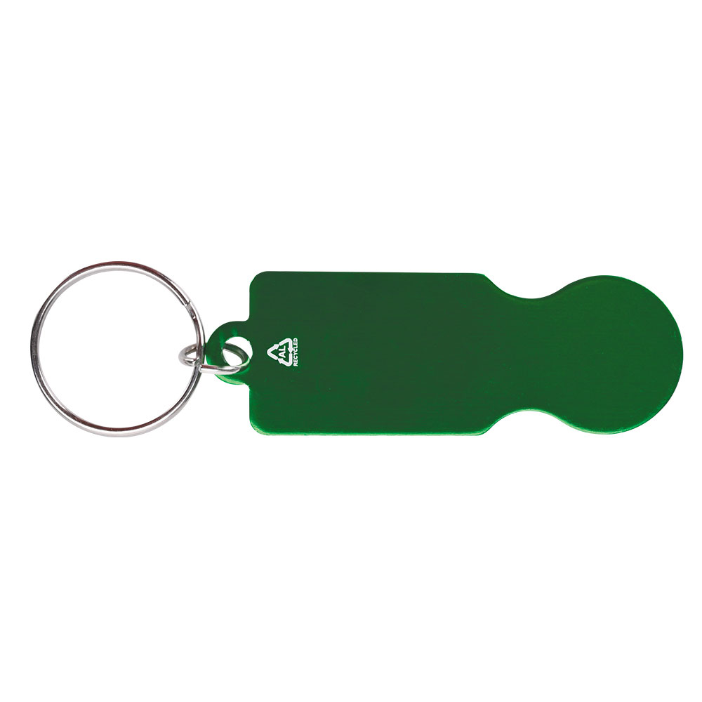 Werbeartikel Einkaufswagenlöser grün aus recyceltem Aluminium