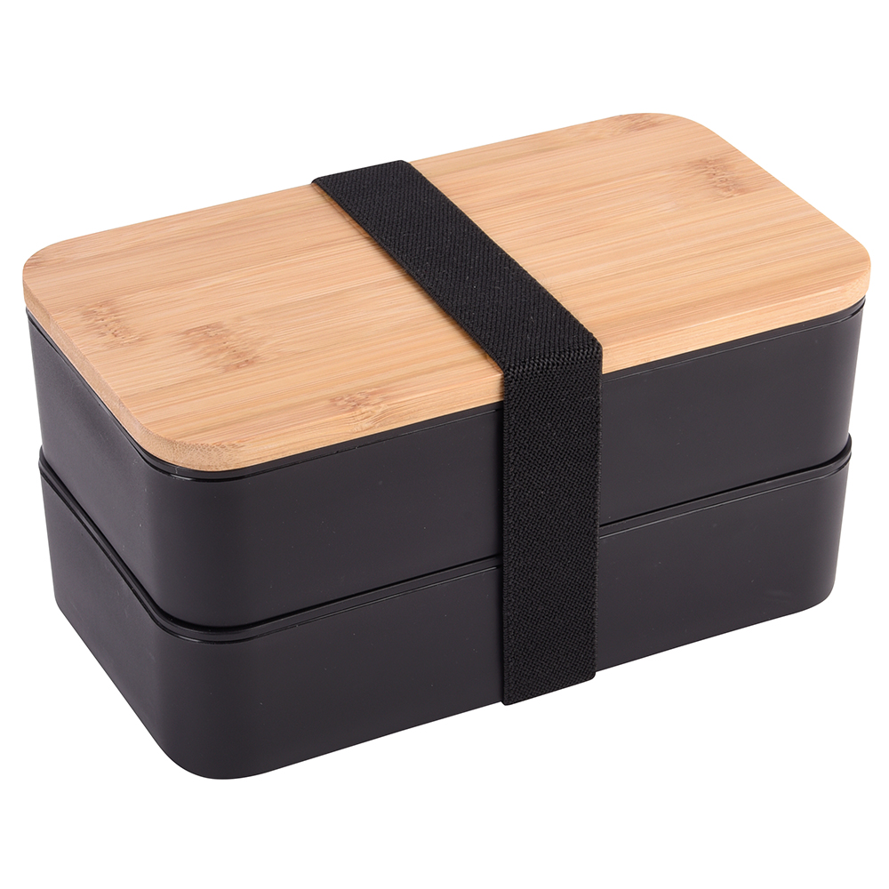 Werbeartikel Lunchbox Double Level schwarz